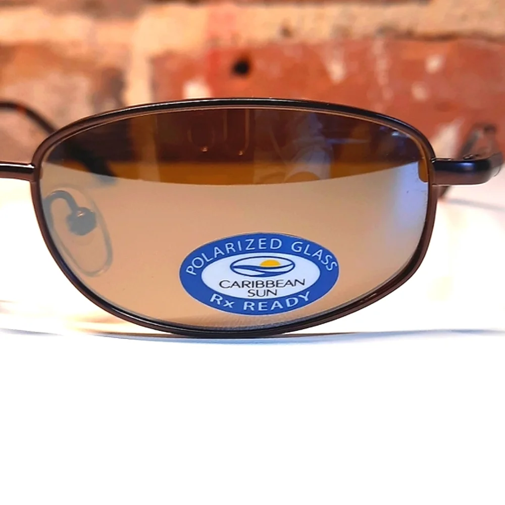 NEW Polarized Sunglasses, shades, Rx'able Caribbean Sun unisex modern 55-18-132
